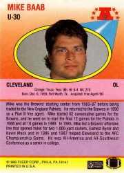 1990 Fleer Update #U30 Mike Baab back image