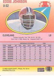 1990 Fleer Update #U32 Eddie Johnson RC back image