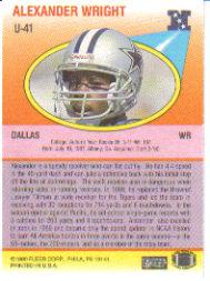 1990 Fleer Update #U41 Alexander Wright RC back image