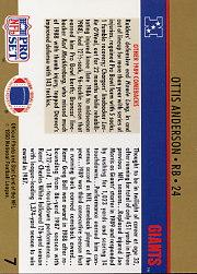 1990 Pro Set #7 Ottis Anderson/Comeback Player of Year back image
