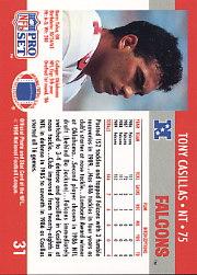 1990 Pro Set #31 Tony Casillas UER/(Stats say Falcons) back image