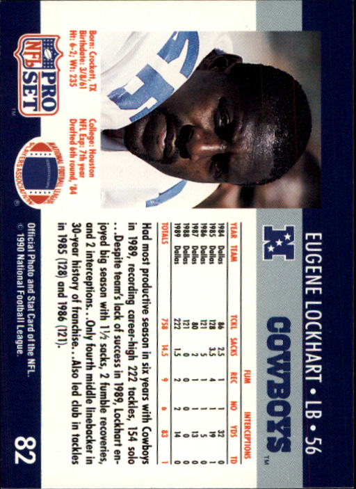 1990 Pro Set #82 Eugene Lockhart back image