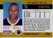 1990 Pro Set #216A Eric Martin/(Card number and name/on back in white) back image