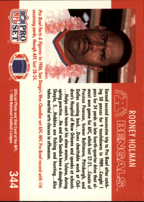 1990 Pro Set #344 Rodney Holman PB back image