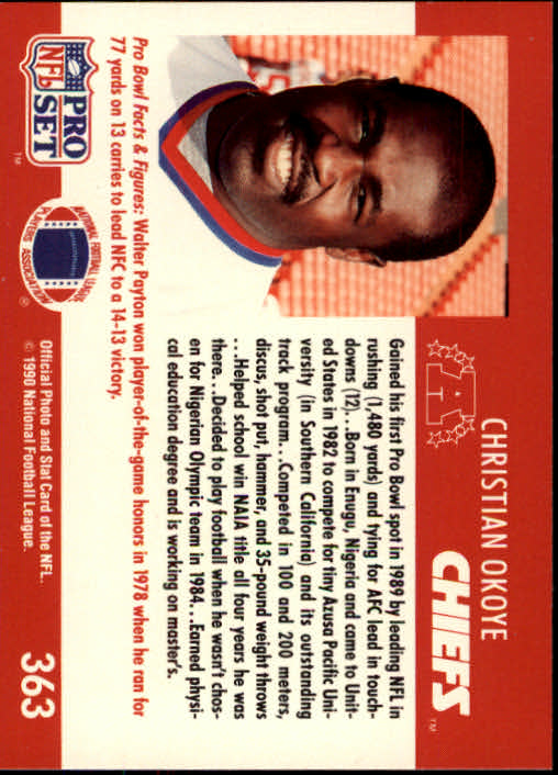 1990 Pro Set #363 Christian Okoye PB back image