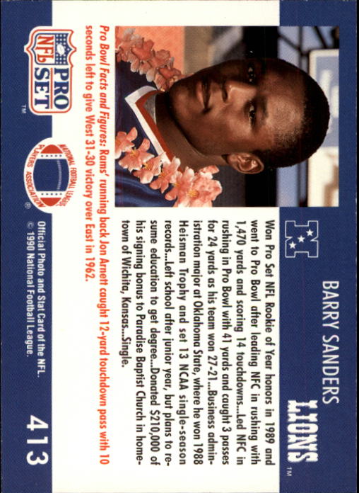 1990 Pro Set #413 Barry Sanders PB back image