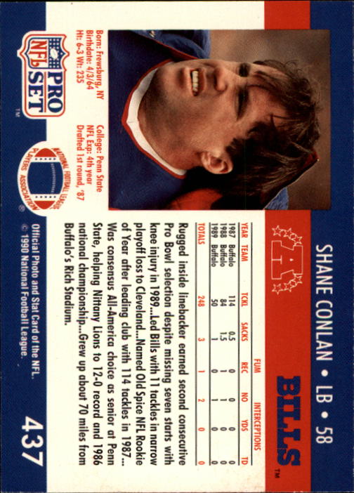 1990 Pro Set #437 Shane Conlan back image