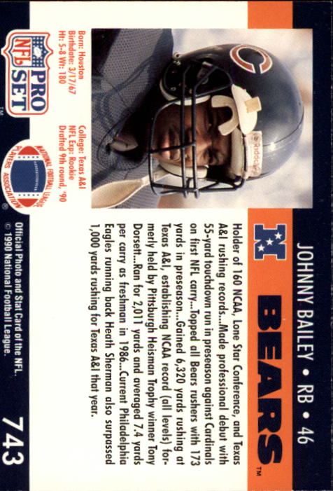 1990 Pro Set #744A Eric Moore/(No Pro Set Prospect/on front of card) back image