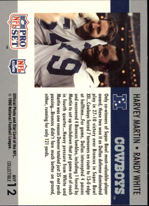 1990 Pro Set Super Bowl MVP's #12 Harvey Martin back image
