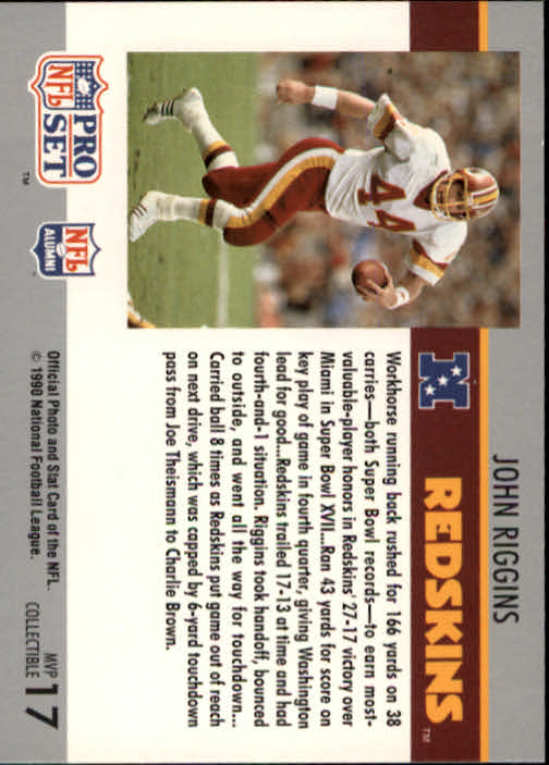 1990 Pro Set Super Bowl MVP's #17 John Riggins back image