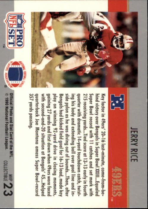 1990 Pro Set Super Bowl MVP's #23 Jerry Rice back image