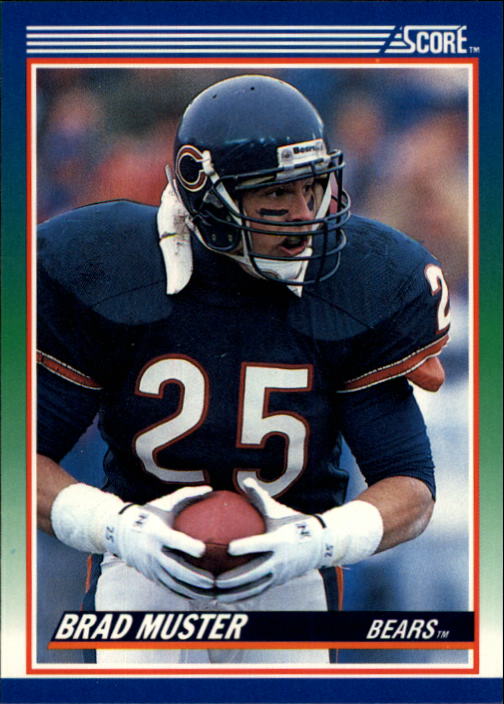 Brad Muster autographed football card (Chicago Bears) 1990 Score