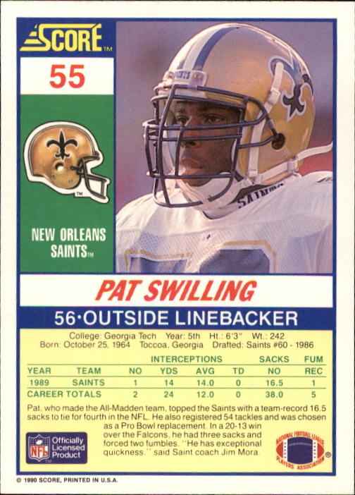 1990 Score #55 Pat Swilling back image