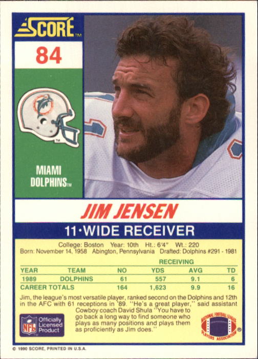 1990 Score #84 Jim C. Jensen back image
