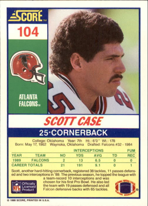 1990 Score #104 Scott Case back image