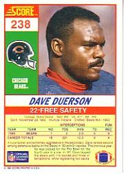 1990 Score #238 Dave Duerson back image