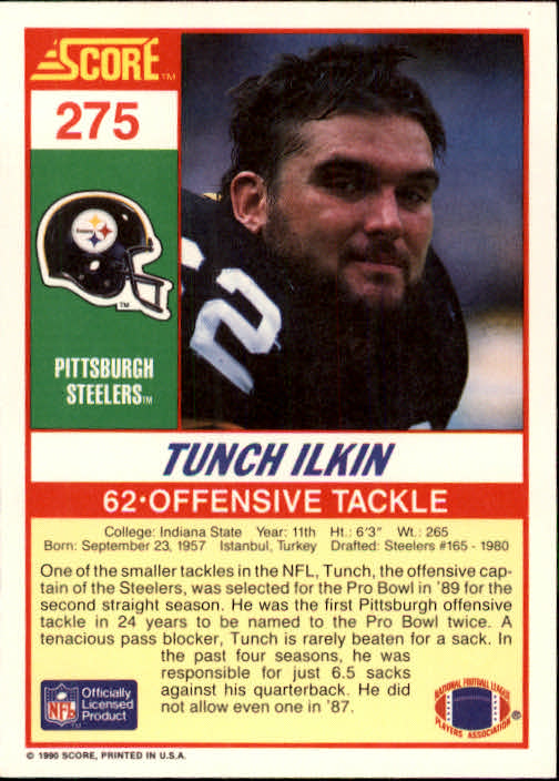 1990 Score #275 Tunch Ilkin back image