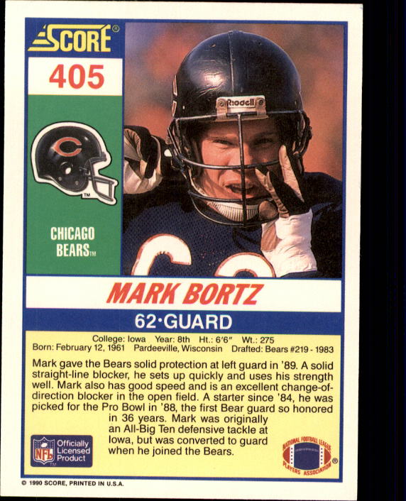 1990 Score #405 Mark Bortz RC back image