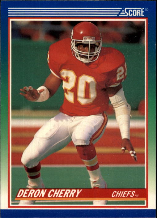 1990 Score #440 Deron Cherry UER/(Text says 7 cons. Pro/Bowls, but he didn't/play in 1989 Pro Bowl)