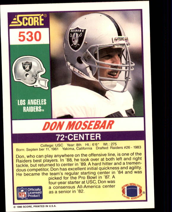 1990 Score #530 Don Mosebar back image