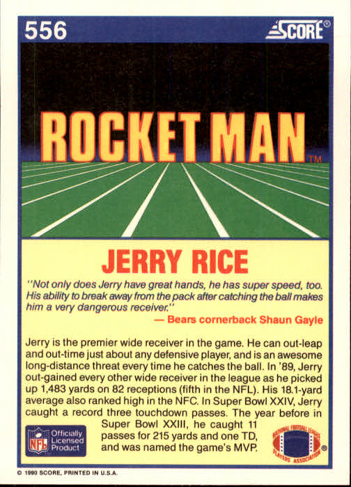 1990 Score #556 Jerry Rice RM back image