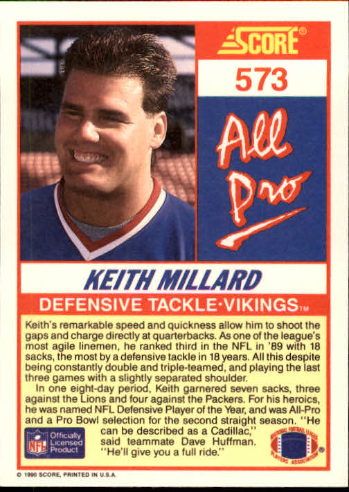 1990 Score #573 Keith Millard AP back image