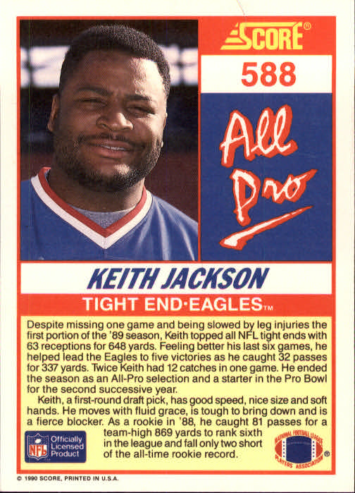 1990 Score #588 Keith Jackson AP back image