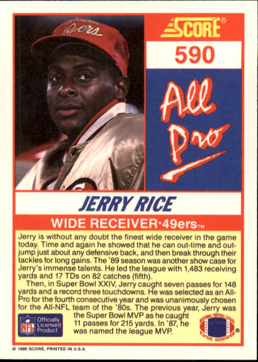 1990 Score #590 Jerry Rice AP back image