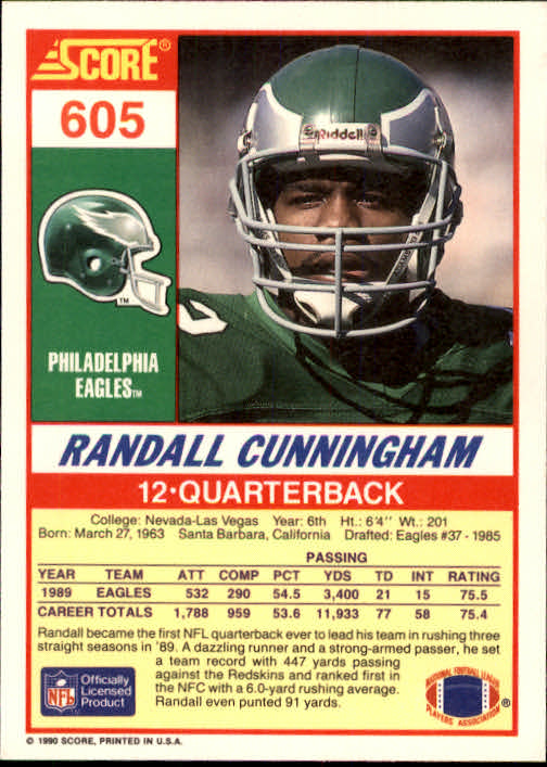 1998 Score #177 Randall Cunningham