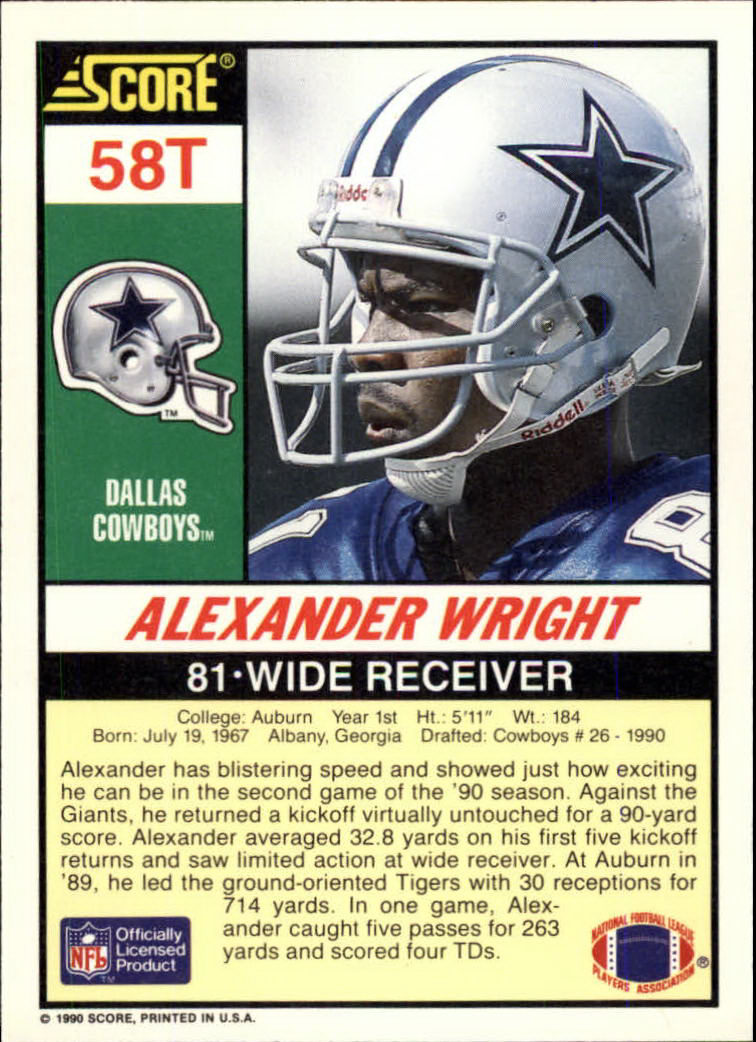1990 Score Supplemental #58T Alexander Wright back image
