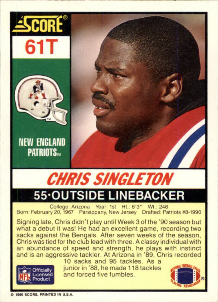 1990 Score Supplemental #61T Chris Singleton back image