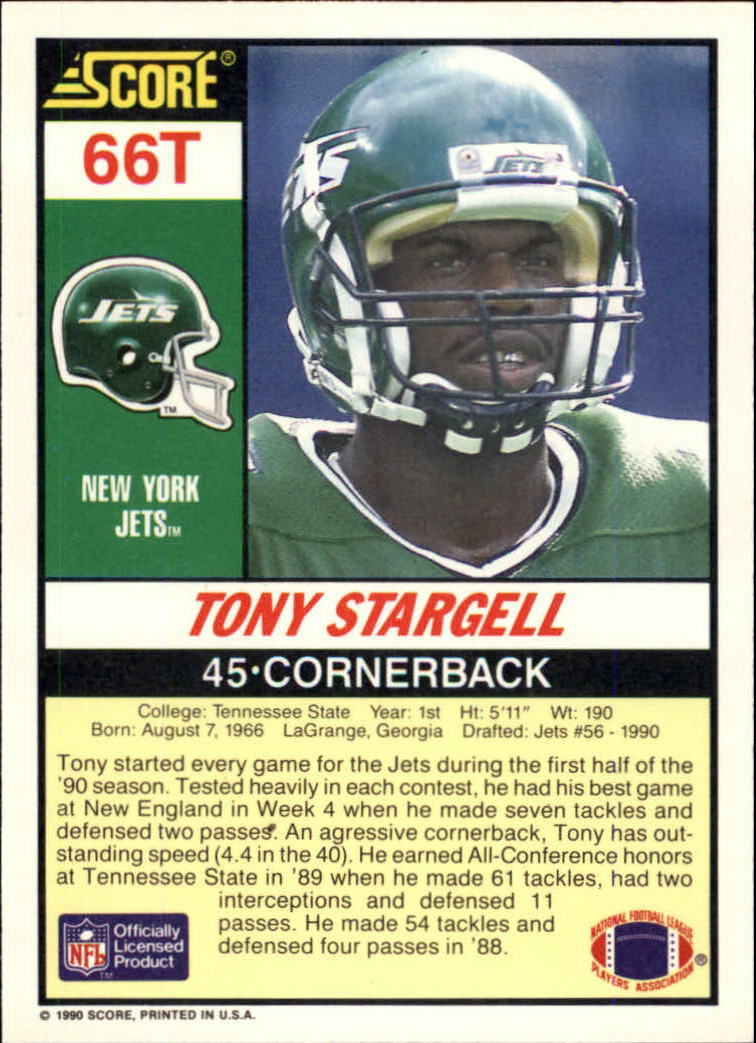 1990 Pro Set Tony Stargell Rookie New York Jets #745