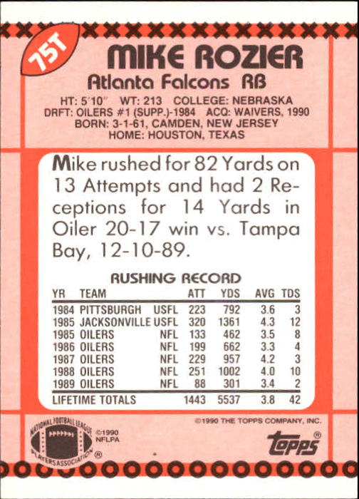 B3140- 1990 Topps Traded Fb Karte #S 1-132 + Rookies -du Pick- 15 + Gratis US - Bild 125 von 229