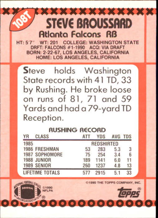 B3140- 1990 Topps Traded Fb Karte #S 1-132 + Rookies -du Pick- 15 + Gratis US - Bild 185 von 229