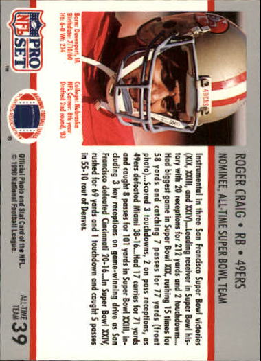 1990-91 Pro Set Super Bowl 160 #39 Roger Craig back image