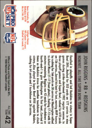 1990-91 Pro Set Super Bowl 160 #42 John Riggins back image