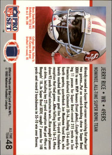 1990-91 Pro Set Super Bowl 160 #48 Jerry Rice back image