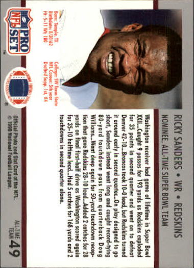 1990-91 Pro Set Super Bowl 160 #49 Ricky Sanders back image