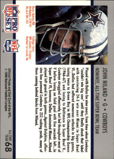 1990-91 Pro Set Super Bowl 160 #68 John Niland back image