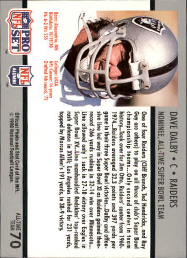 1990-91 Pro Set Super Bowl 160 #70 Dave Dalby back image