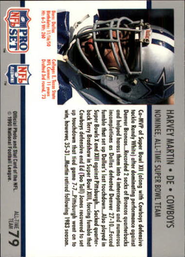 1990-91 Pro Set Super Bowl 160 #79 Harvey Martin back image