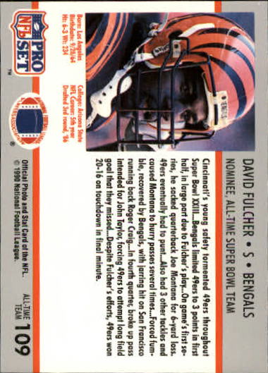 1990-91 Pro Set Super Bowl 160 #109 David Fulcher back image