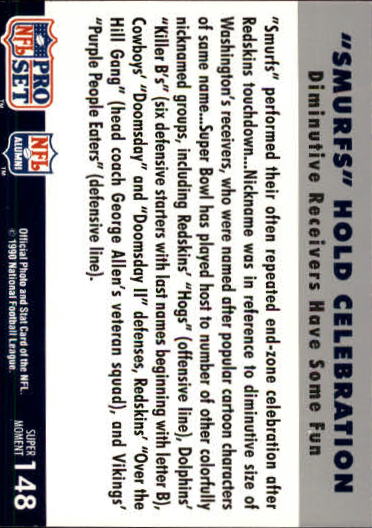 1990-91 Pro Set Super Bowl 160 #148 Smurfs (Redskins) back image