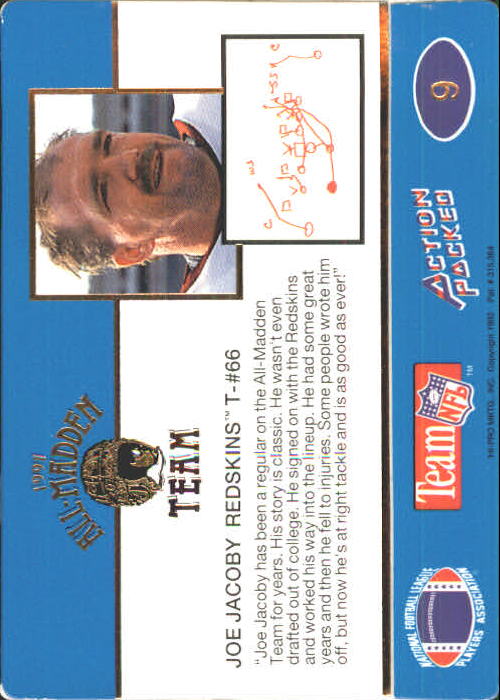 1991 Action Packed All-Madden #9 Joe Jacoby back image