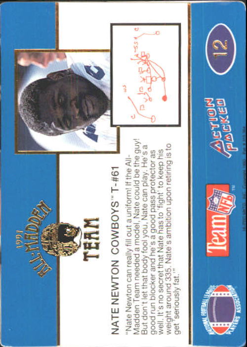1991 Action Packed All-Madden #12 Nate Newton back image