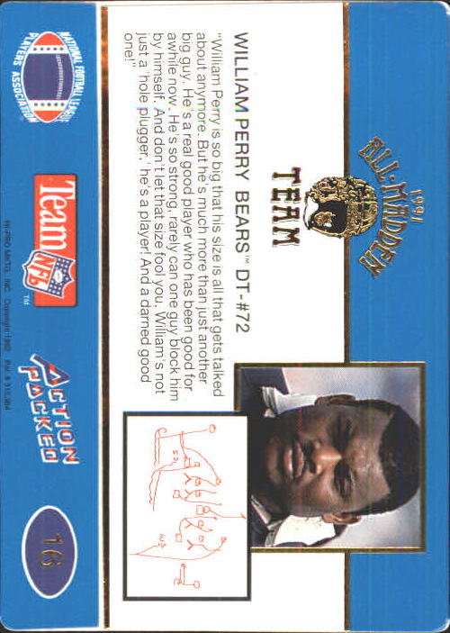 1991 Action Packed All-Madden #16 William Perry back image