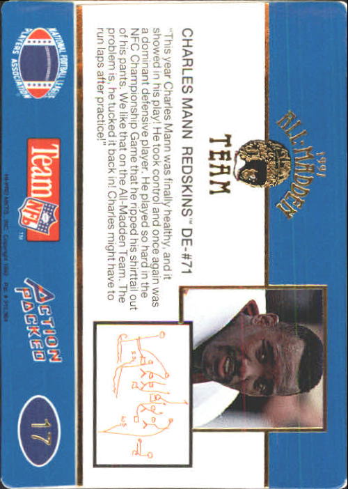 1991 Action Packed All-Madden #17 Charles Mann back image