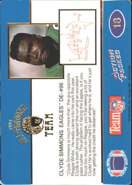 1991 Action Packed All-Madden #18 Clyde Simmons back image