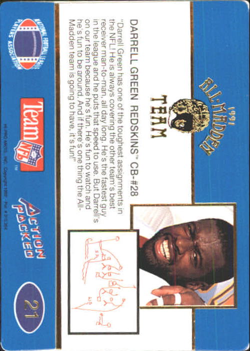 1991 Action Packed All-Madden #21 Darrell Green back image