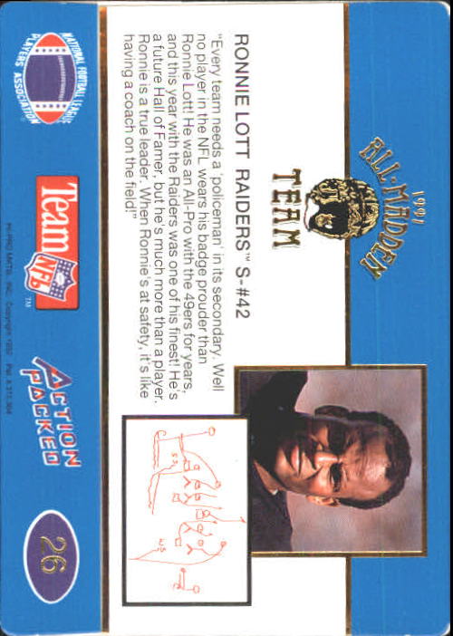 1991 Action Packed All-Madden #26 Ronnie Lott back image